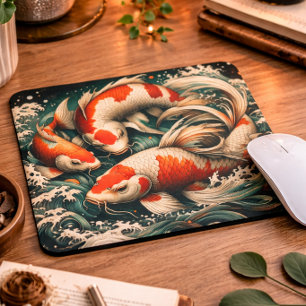 Alfombrilla de ratón pez koi Arte japonés Yin Yang