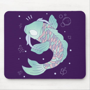 Alfombrilla De Ratón Pez Koi Pastel Arte Popular Caprichoso Subacuáti
