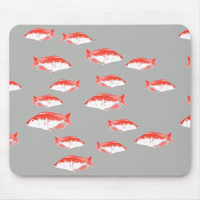 Alfombrilla De Ratón Pez rojo y gris (Frente)