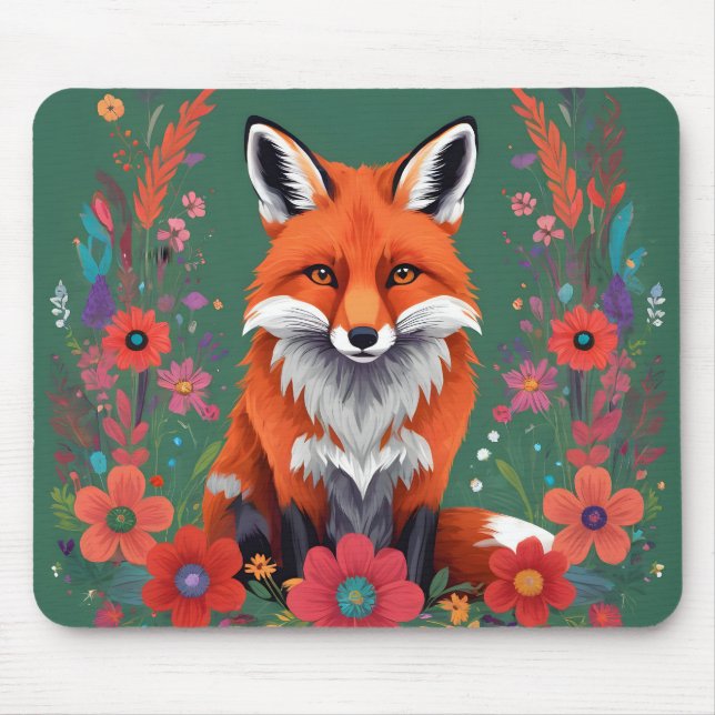 Alfombrilla De Ratón Pezo rojo y flores (Frente)
