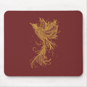 Alfombrilla De Ratón Phoenix de oro en Mousepad rojo
