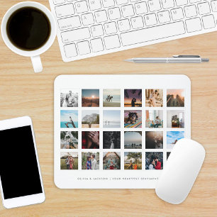Alfombrilla De Ratón Photo Collage Custom Color White