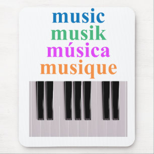 Alfombrilla De Ratón Piano Keyboard Music Text en varios idiomas