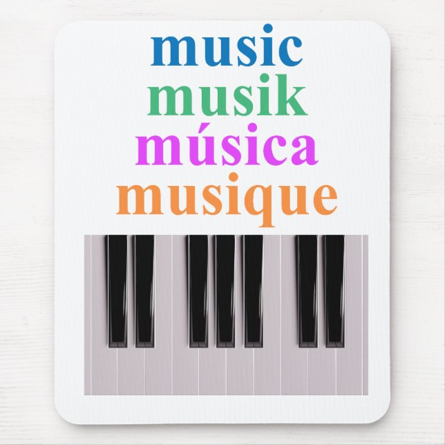 Alfombrilla De Ratón Piano Keyboard Music Text en varios idiomas (Frente)