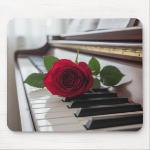 Alfombrilla De Ratón Piano y una rosa - Almohadilla elegante para ratón