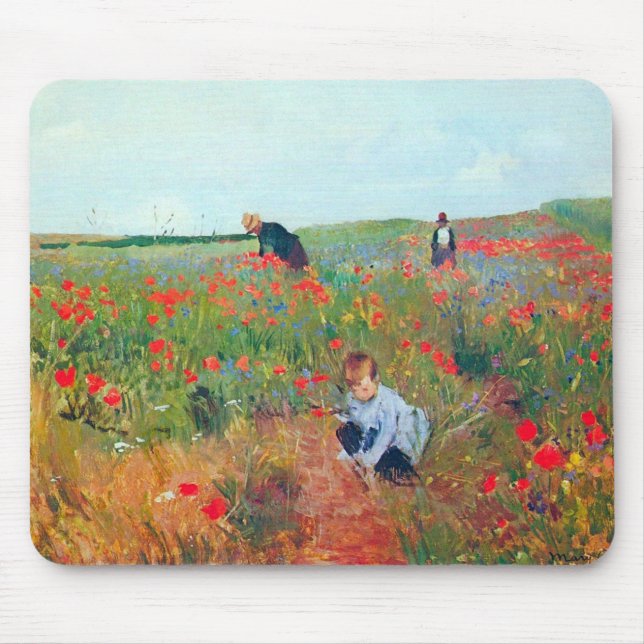 Alfombrilla De Ratón Picando flores en un campo, Mary Cassatt (Frente)