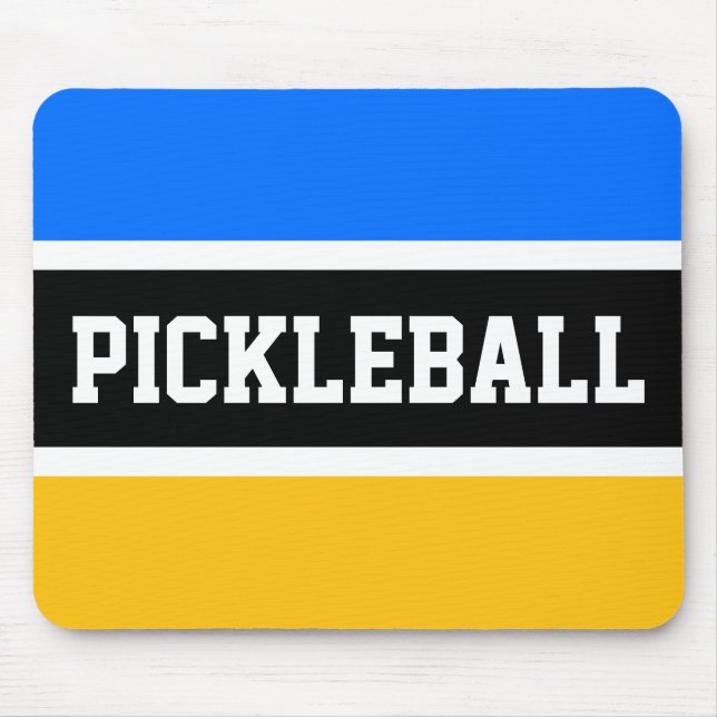Alfombrilla De Ratón PICKLEBALL Bright Blue Yellow Black Strips (Frente)