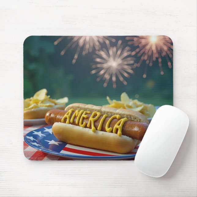 Alfombrilla De Ratón Picnic de cumpleaños americano (Con ratón)