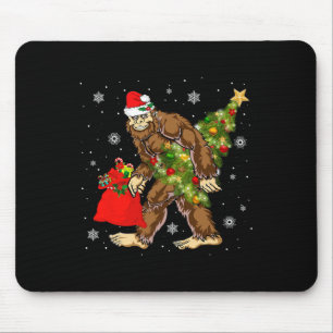 Alfombrilla De Ratón Pie grande con árbol de navidad Sasquatch Creyente