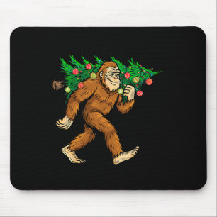 Alfombrilla De Ratón Pie grande con árbol de navidad Sasquatch Creyente
