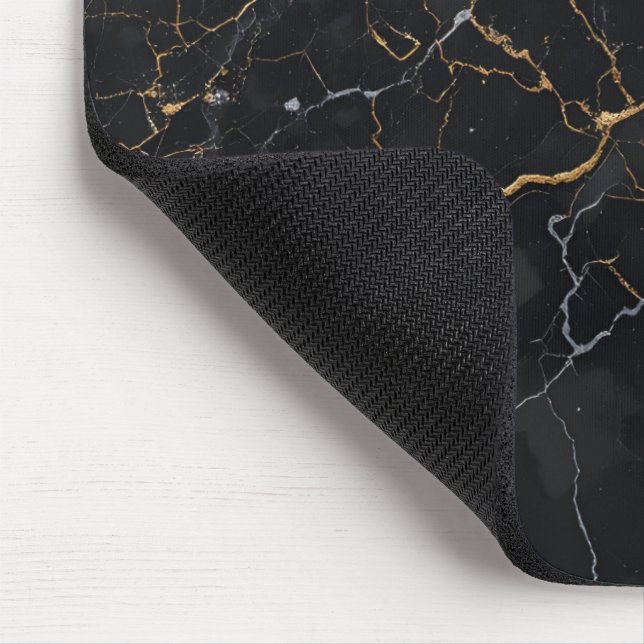 Alfombrilla De Ratón Piedra negra con venas de oro y plata (Esquina)