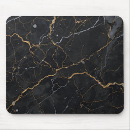 Alfombrilla De Ratón Piedra negra con venas de oro y plata