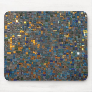 Alfombrilla De Ratón Piedras de mosaico en el Mousepad azul y dorado
