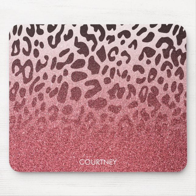 Alfombrilla De Ratón Piel leopardo rosada Purpurina (Frente)