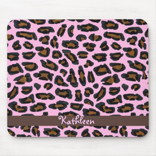 Alfombrilla De Ratón Piel rosada Mousepad femenino del leopardo (Frente)