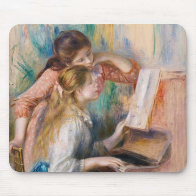 Alfombrilla De Ratón Pierre Auguste Renoir - Jóvenes Chicas en el piano (Frente)