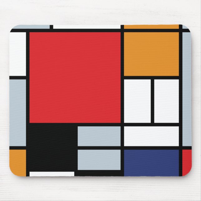 Alfombrilla De Ratón Piet Mondrian - Composición con el plano rojo gran (Frente)
