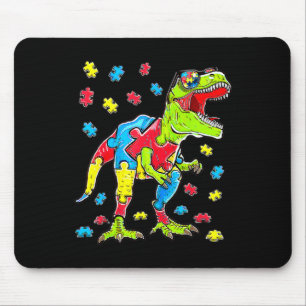 Alfombrilla De Ratón Pieza de rompecabezas del autismo de los dinosauri