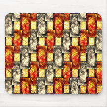 Piezas rectangulares talladas en beige y rojo