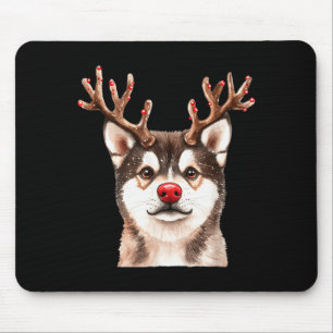 Alfombrilla De Ratón Pijama de Navidad con Luces de Reno y Akita para A