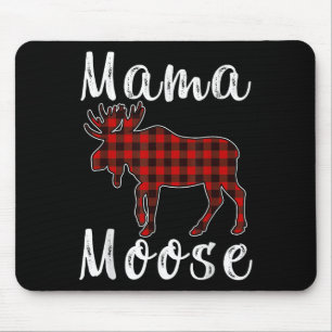 Alfombrilla De Ratón Pijama de Navidad Familia Mama Moose Rojo y Negro