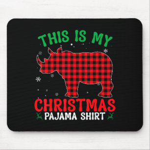 Alfombrilla De Ratón Pijama divertido de rinoceronte de Navidad para ho