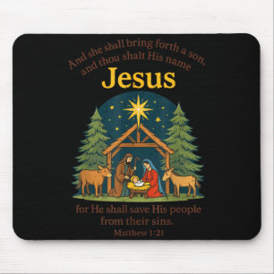 Alfombrilla De Ratón Pijamas de Navidad cristianos Natividad de Jesús B