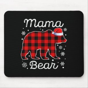 Alfombrilla De Ratón Pijamas de Navidad de Mamá Oso Cuadros Rojos Famil