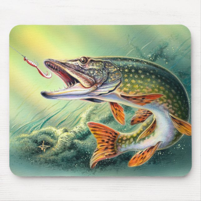 Alfombrilla De Ratón Pike que pesca Mousepad (Frente)