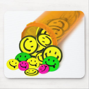 Alfombrilla De Ratón Píldoras felices en frasco de prescripción