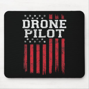 Alfombrilla De Ratón Piloto De Drones Bandera Estadounidense Patriota E