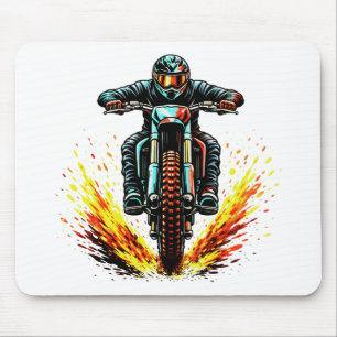 Alfombrilla De Ratón Piloto de Motocross con Rastro Ígneo Extremo