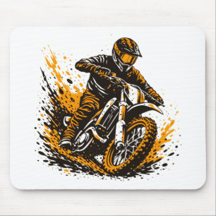 Alfombrilla De Ratón Piloto de Motocross deslizándose con potencia a tr