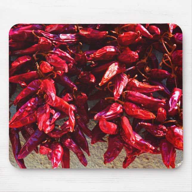 Alfombrilla De Ratón Pimientos rojos secándose al sol Hungría (Frente)
