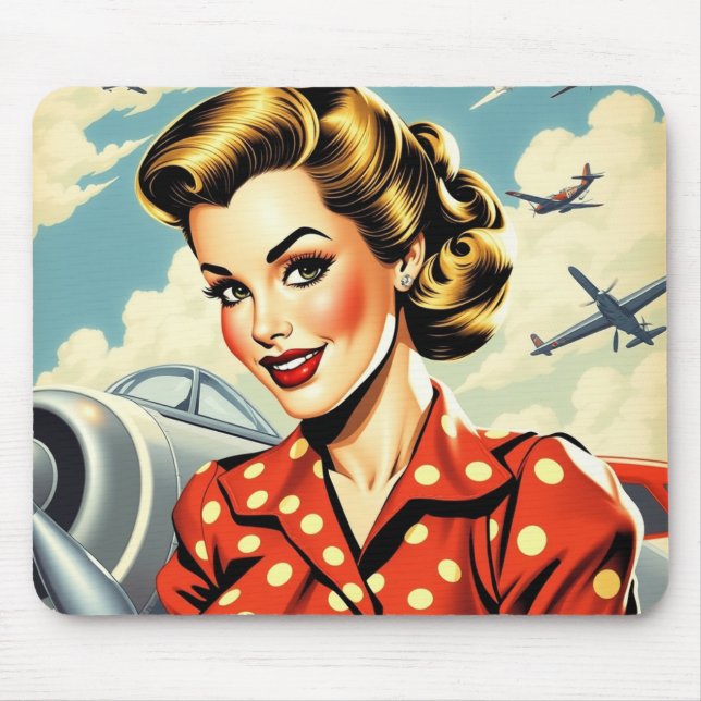 Alfombrilla De Ratón Pin Up Chica WW2 Mousepad (Frente)