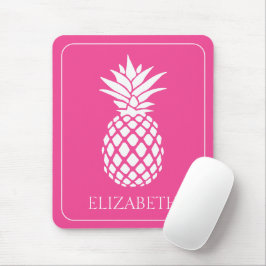 Alfombrilla De Ratón Piña Blanca Elegante sobre Rosa