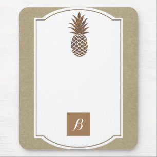 Alfombrilla De Ratón Piña de Kraft Bronce Dorado Tropical Elegante