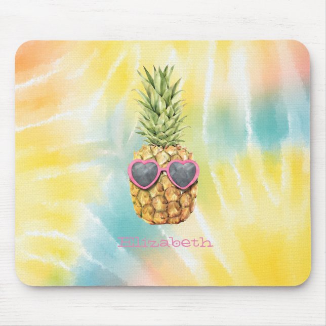 Alfombrilla De Ratón Piña Fresca, Tinte de Arcoíris con Acuarela (Frente)