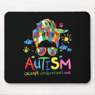 Alfombrilla De Ratón Pincelada Conciencia del Autismo Acepta Amor Moño