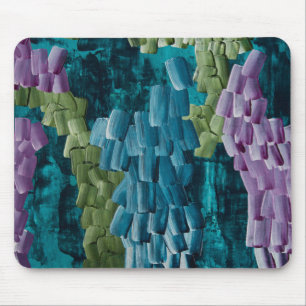 Alfombrilla De Ratón Pinceladas abstractas en azul, verde y púrpura