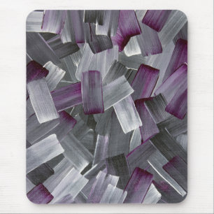 Alfombrilla De Ratón Pinceladas abstractas en púrpura, negro y gris