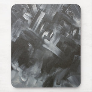 Alfombrilla De Ratón Pinceles de resumen monocromo Pinceles en blanco y