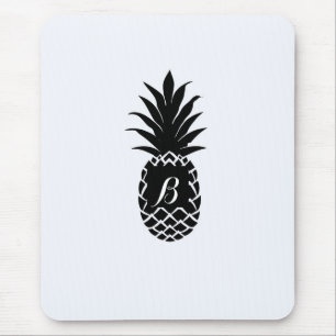 Alfombrilla De Ratón Pineapple Tropical Negro Y Blanco Chic Elegante