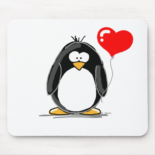 Alfombrilla De Ratón Pingüino con un globo del corazón (Frente)