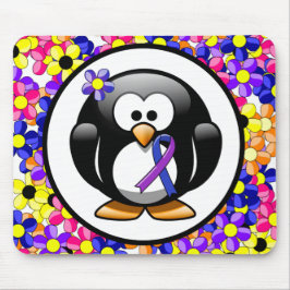 Alfombrilla De Ratón Pingüino de cinta azul y púrpura
