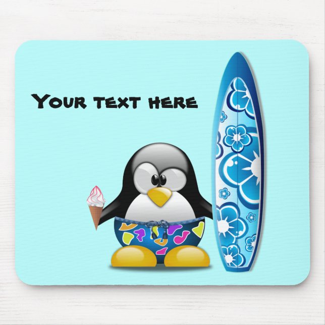 Alfombrilla De Ratón Pingüino de la persona que practica surf con (Frente)