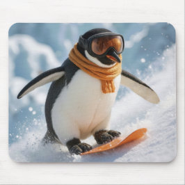 Alfombrilla De Ratón Pingüino descendiendo en snowboard