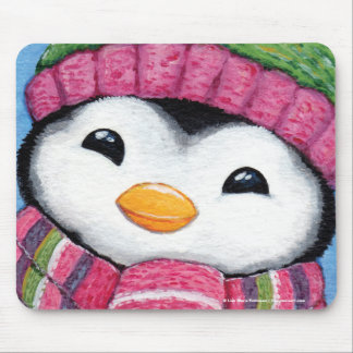 Alfombrilla De Ratón Pingüino feliz lindo vestido para el invierno