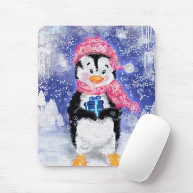 Alfombrilla De Ratón Pingüino feliz - Navidades - (Con ratón)