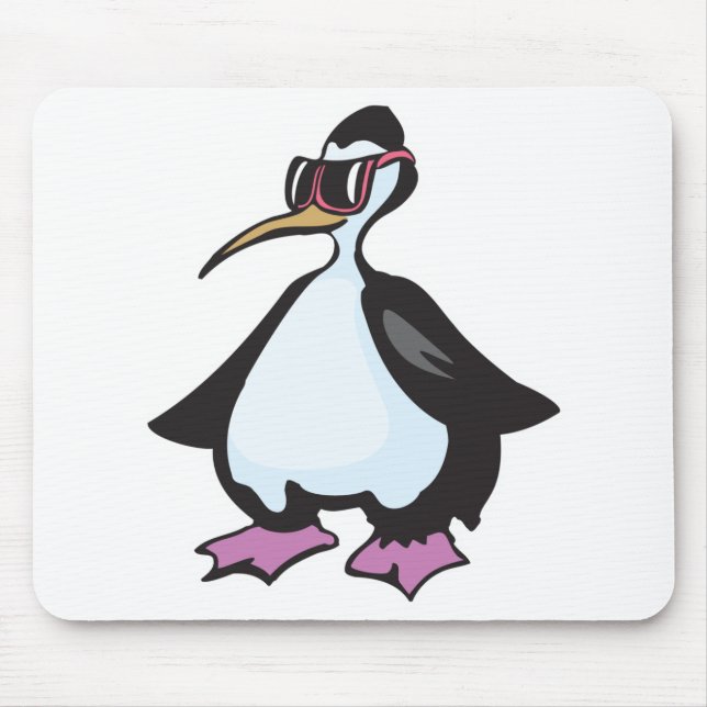 Alfombrilla De Ratón pingüino gordo con gafas de sol (Frente)